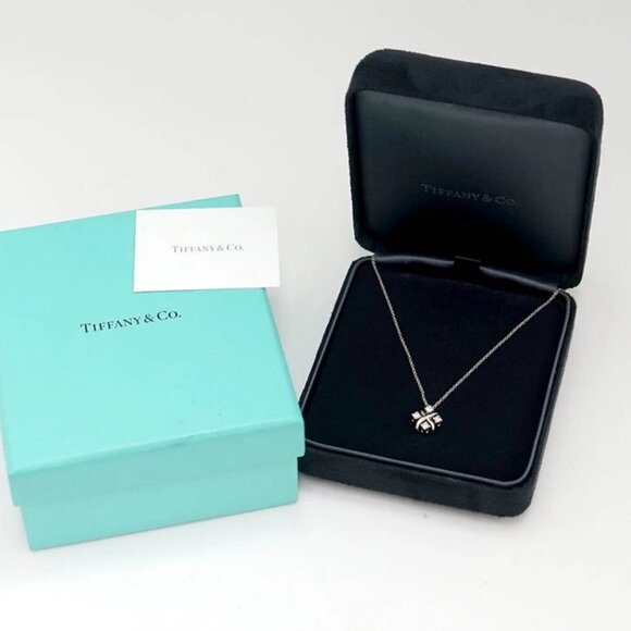 Tiffany & Co Diamond Cross Jean Schlumberger Lynn Necklace 16" Platinum 950 Auth - Picture 8 of 8